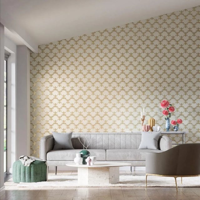 This playful wallpaper features a diamond pattern of whimsical frogs sitting in a trellis formation and pairing perfectly...
