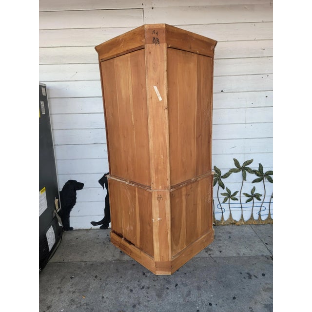 1980s 1980s Rustic Carved Wood Corner Hutch Cabinet For Sale - Image 5 of 18