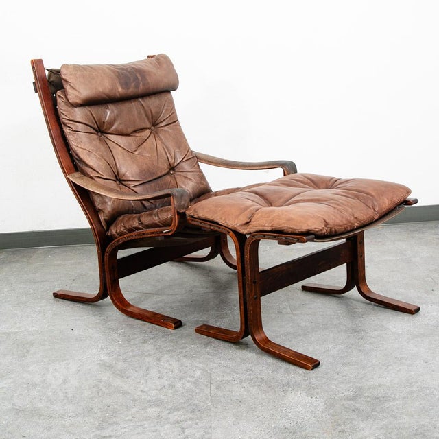 Westnofa Furniture Mid Century Danish Modern Lounge Chair Brown Leather Ingmar Relling Westnofa Arm For Sale - Image 4 of 12