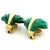 Metal Vintage 1970s 18k Gold Carved Malachite Sculptural Clip-on Earrings, Pair For Sale - Image 7 of 15