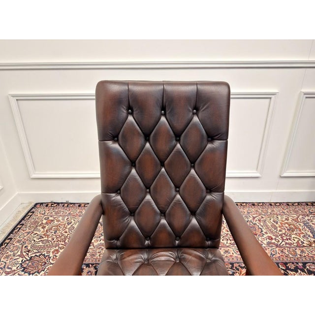 English Chesterfield Desk Chair in Oxblood Leather For Sale - Image 5 of 8