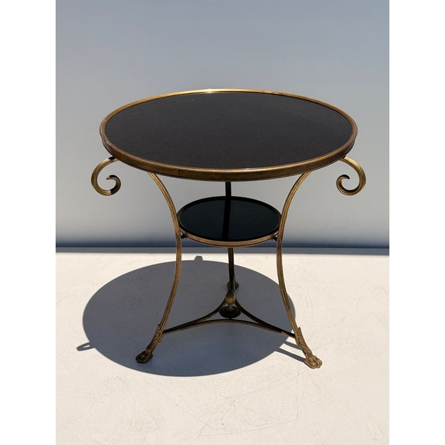 Maison Jansen Brass and Black Granite Gueridon Table For Sale - Image 4 of 12