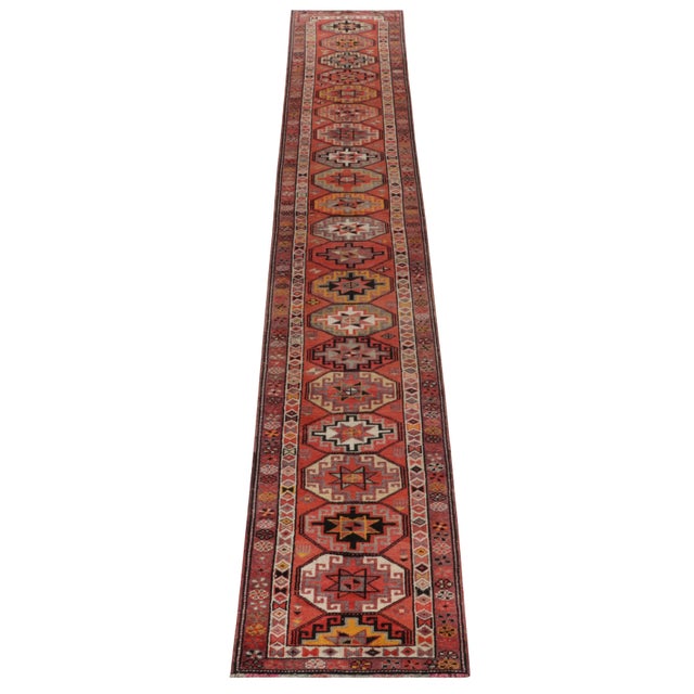 1950s 1950s Vintage Tribal Runner in Red, Gold and Medallion Patterns by Rug & Kilim For Sale - Image 5 of 7