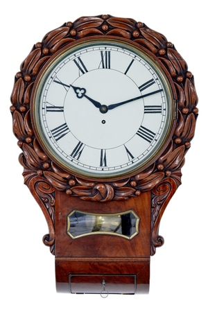 Mid-19th Century Victorian Carved Mahogany Fusee Wall Clock, 1860s
