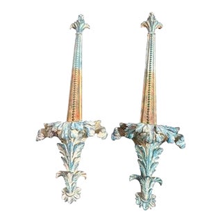 Vintage Neoclassical Acanthus Architectural Wall Ornaments, Pair For Sale