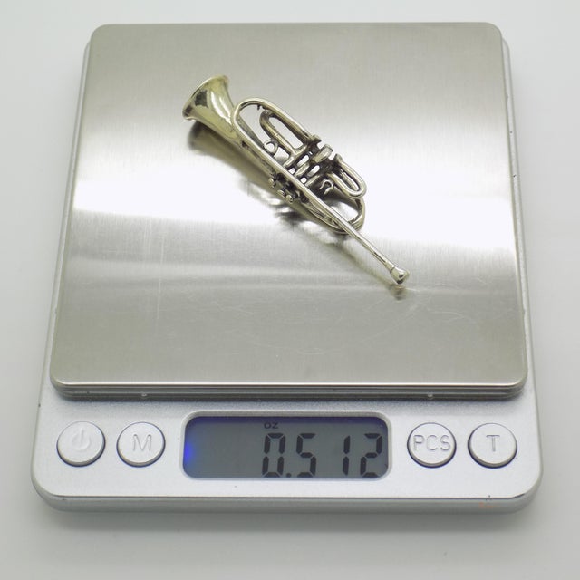 Vintage Miniature Trumpet in 800 Silver, Italy, 1980s For Sale - Image 9 of 11