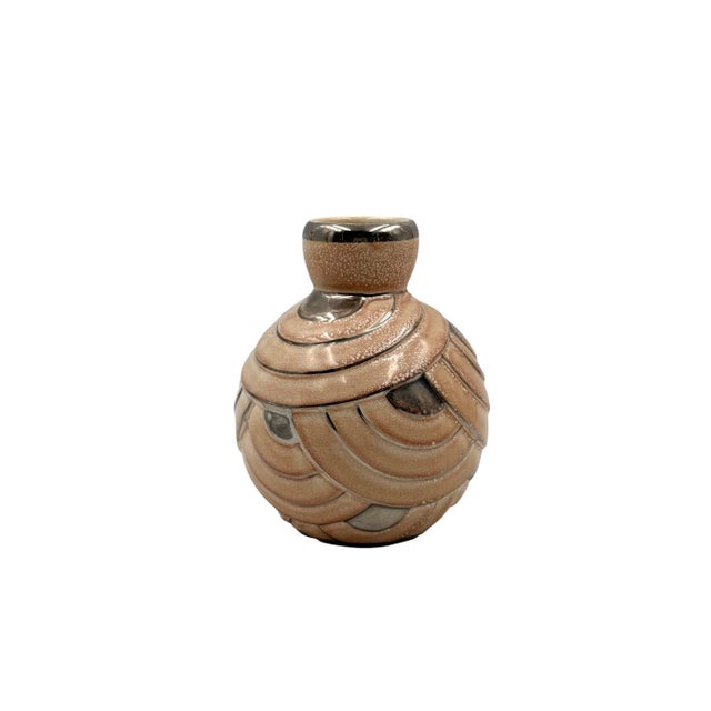 1930s Art Deco Pink & Silver Ceramic Vase, Italy 1930s For Sale - Image 5 of 12