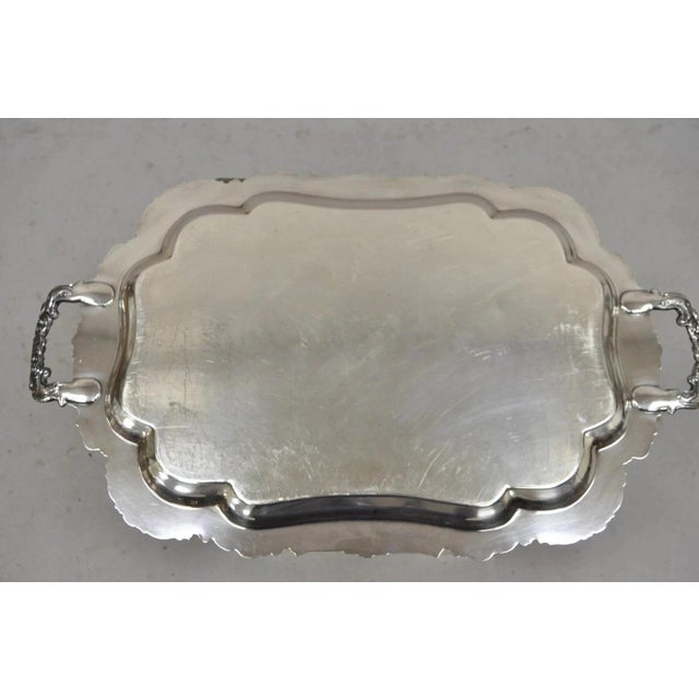 Vintage Community Ascot Sheffield Large Victorian Silver Plated Platter Bar Tray For Sale - Image 11 of 12