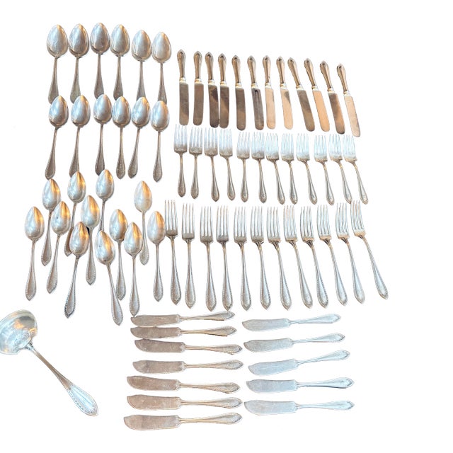 Antique Community Plate Sheridan 1910 - 12 Place Settings- (73 PCs.)- SilverPlate H Mono For Sale