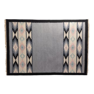 Mid-Century Swedish Kilim in Tones of Grey, 1960s For Sale