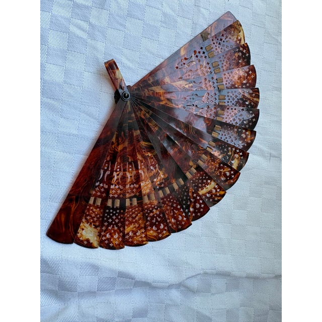 Vintage Petite Tortoise Shell Fan For Sale - Image 10 of 11