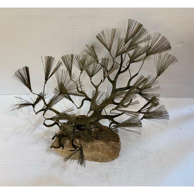 Metal Mid 20th Century Brass and Marble Bonsai Sculpture in the Style of Curtis Jere For Sale - Image 7 of 8