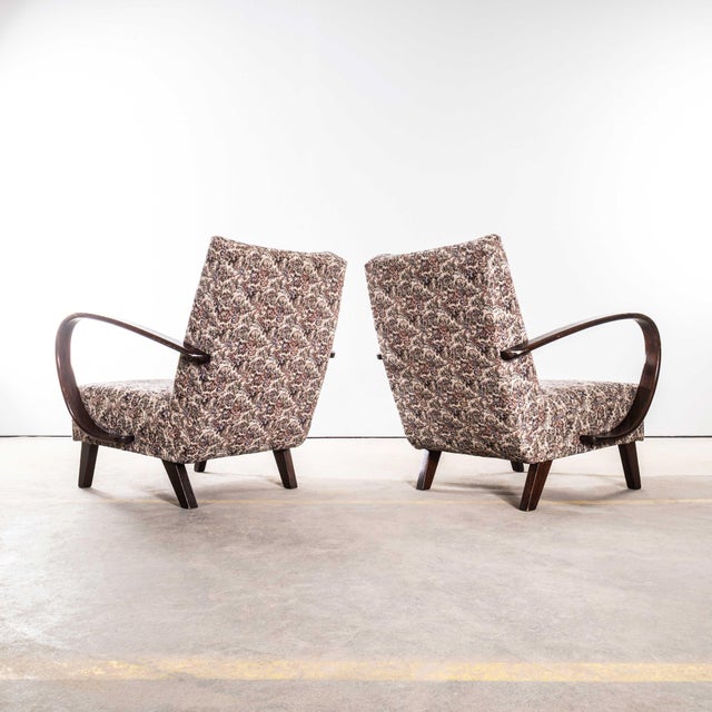 Armchair in Floral Jacquard Fabric from Jindrich Halabala, 1950s For Sale - Image 6 of 9