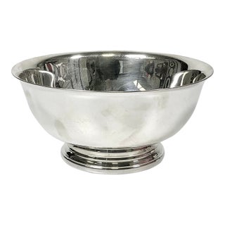 1970s Vintage Hollywood Regency Chippendale Gorham Silverplate Revere 6.5” Footed Serving Bowl For Sale