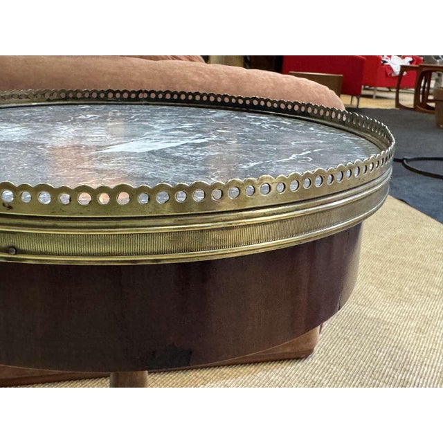Brown Mahogany Side Table with Marble Top, 1950s For Sale - Image 8 of 9