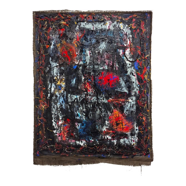Paul Reeves "Lucid Love" Contemporary Black & Red Gestural Expressionist Abstract Painting, 2024 For Sale