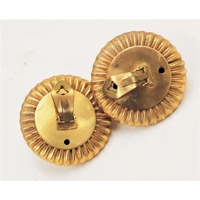 Vintage Pellini Italy Big Cabochon Faux-Lapis Clip Earrings - 2 Pieces For Sale - Image 4 of 11