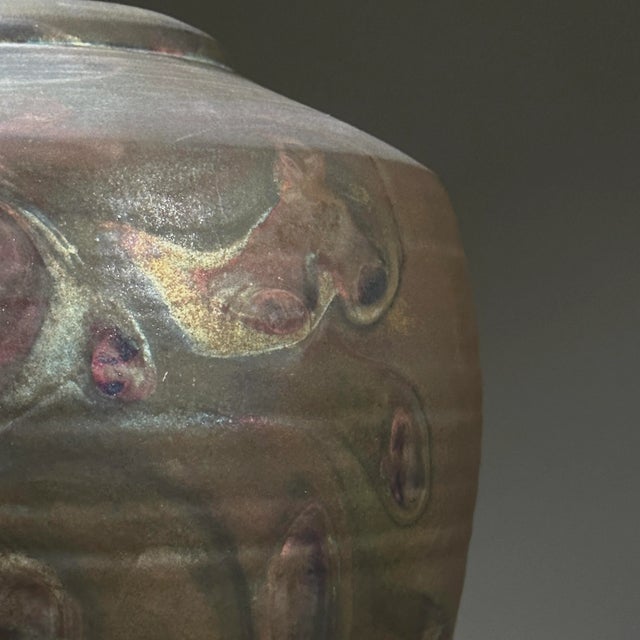 1970s Large Vintage Postmodernist Raku Fired Stoneware Vessel, Signed For Sale - Image 5 of 11