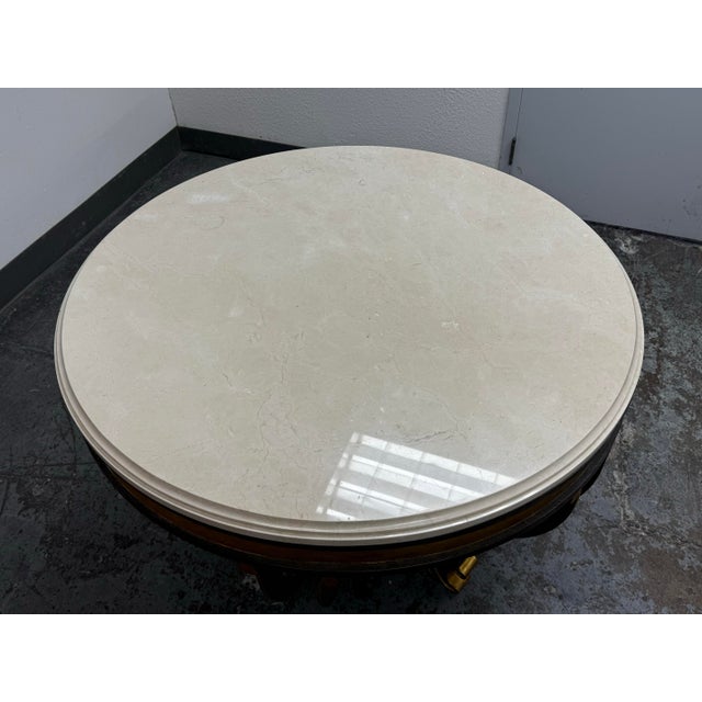 Thomas Pheasant for Niermann Weeks Neoclassical Marble Top Center Table. 48.5 Inches For Sale - Image 4 of 12