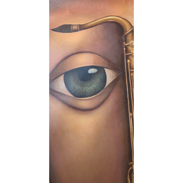 Music and Memory by tsegalidet tefera – Original Signed Large Surrealist Ethio-Jazz Canvas PaintingUp for sale is a...