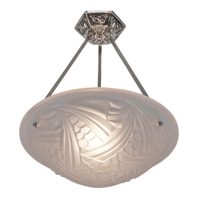 French Art Deco Pendant Light by Degue 1930 France For Sale