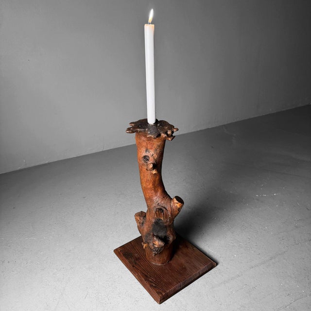 Vintage Japanese Wooden Candlestick, 1920s For Sale - Image 14 of 17