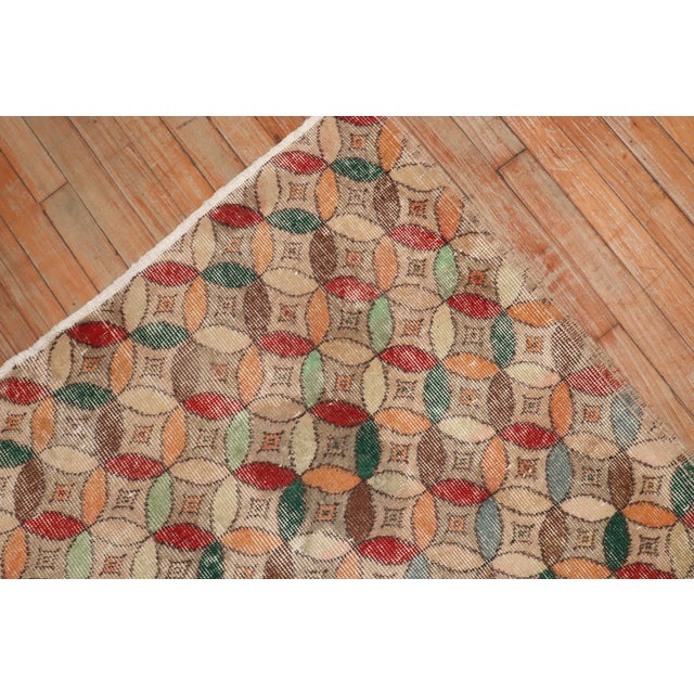 Contemporary Late 20th Century Square Turkish Deco Rug - 3'7" x 4' For Sale - Image 3 of 18