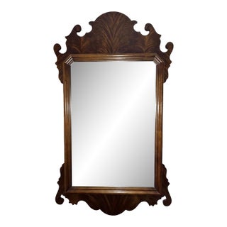 1980s Henredon Chippendale-Style Scrolled Wood Wall Mirror - Ornate Carved Hollywood Regency Accent Mirror For Sale