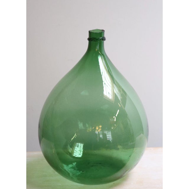 Vintage Italian Emerald Green Blown Glass Teardrop-Form Demijohn Carboy For Sale - Image 4 of 18