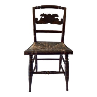 Early 19th Century Early Hitchcock Cornucopia Rush-Seat Chair For Sale