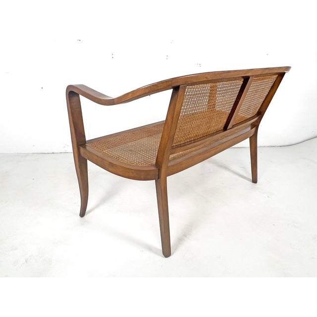 1950s C. 1950s Sinuous Bentwood Hand-Caned Settee in the Manner of Dunbar For Sale - Image 5 of 8