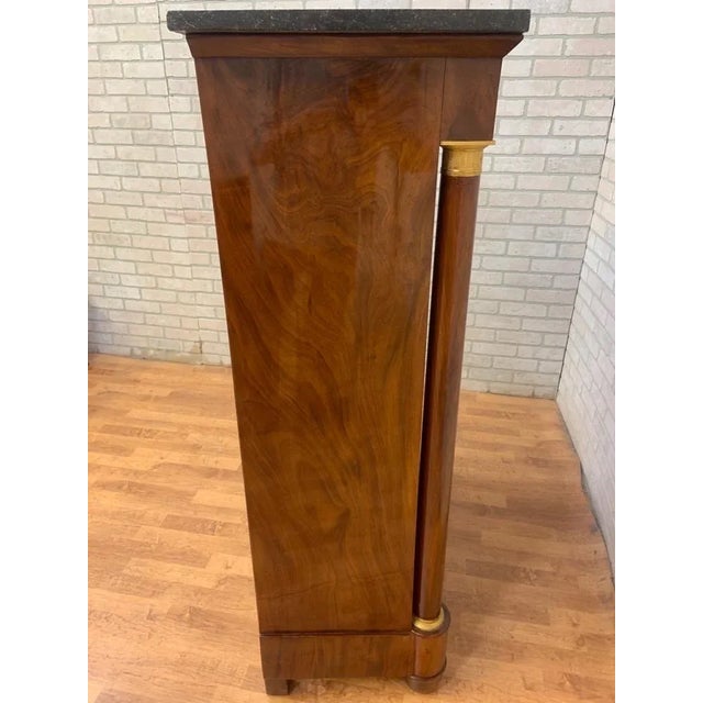 Wood Antique French Empire Mahogany Gilt-Bronze Mounted Marble-Top Abattant Secretary Desk For Sale - Image 7 of 9