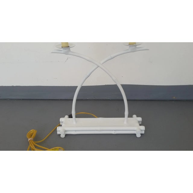 Chinoiserie Double Bamboo Cane Accent Lamp by the Natural Light For Sale - Image 3 of 12