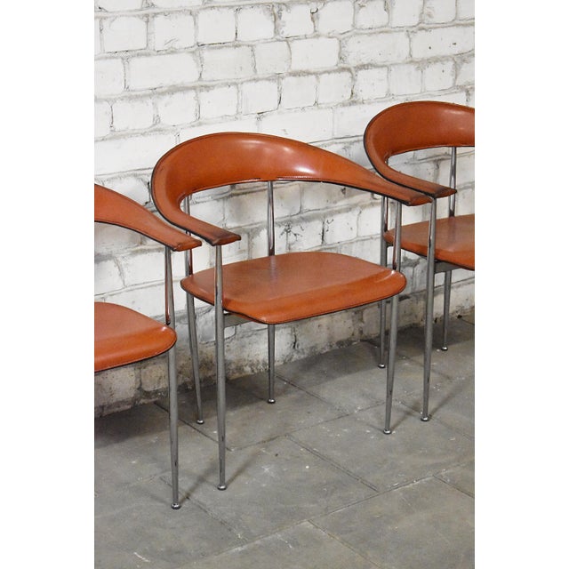 P40 chairs designed by Giancarlo Vegni and Gianfranco Gualtierotti for Fasem, Italy in 1980. The structure goes in chromed...