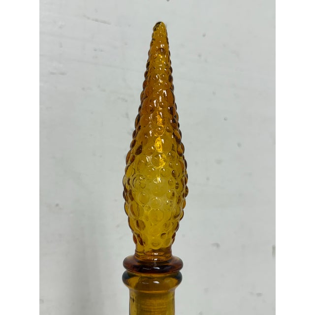 Glass Italian Hand Blown Amber Vessel With Stopper For Sale - Image 7 of 12