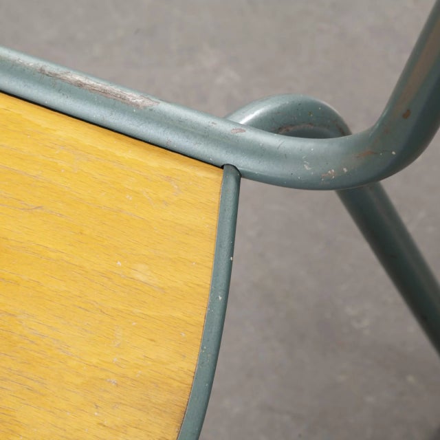 : 1950’s French Mullca vintage stacking school – dining chairs – aqua model 510. One of our most favourite chairs, in 1947...