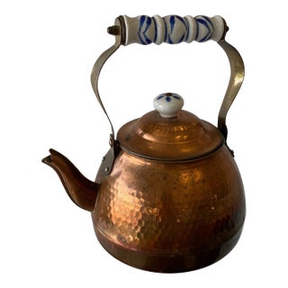 1960s Dutch Copper Plated Tea Kettle For Sale