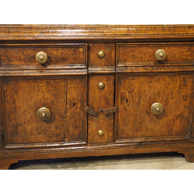 Rare Small Scale Walnut and Brass Credenzino From Bologna Italy, Circa 1550 For Sale - Image 4 of 12