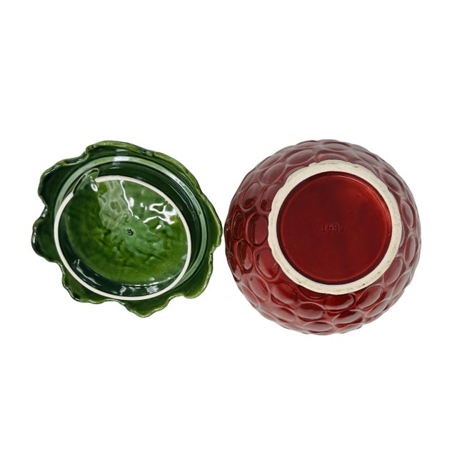 Vintage Ceramic Strawberry Shaped Soup Tureen With Lid For Sale - Image 9 of 11