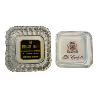 Hotel Advertising Ashtrays, Pair For Sale