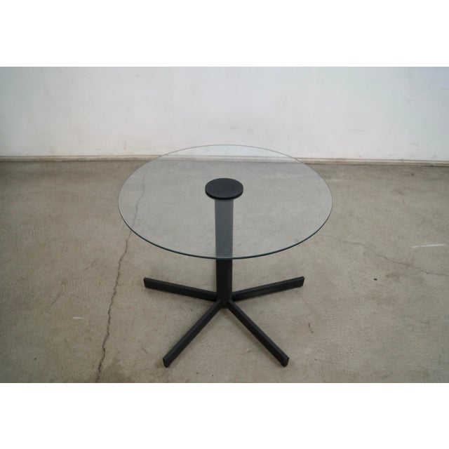 Metal 1980’s Postmodern Metal & Glass Side Table For Sale - Image 7 of 12
