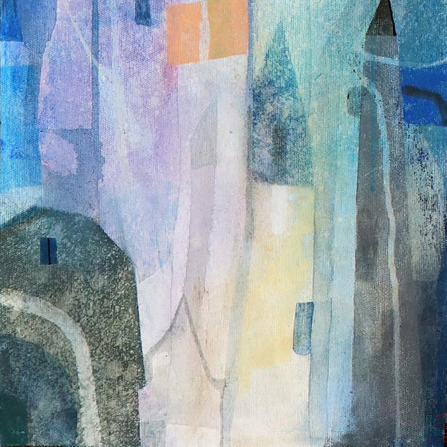 Wild Blue 1 - Original Blue Architectural Landscape Acrylic Painting on Canvas For Sale - Image 4 of 6