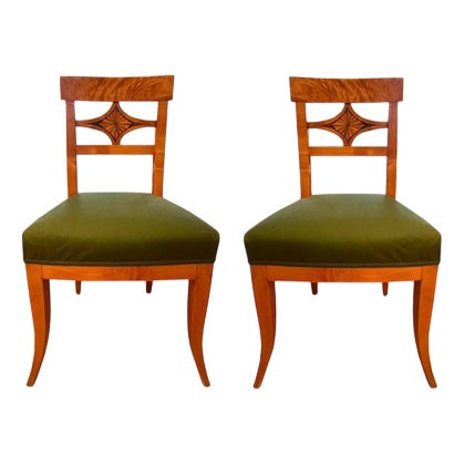 Biedermeier Birch Chairs, 1800s, Set of 2 For Sale