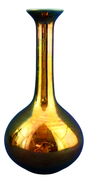 20th Century Ceramic Vase with Gold Metallic Lustre Glaze from Bottega Gatti, Italy, 1970s