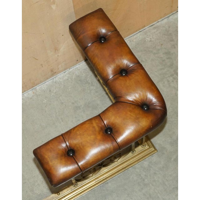 Antique Club Fender with Brown Leather Chesterfield Seats For Sale - Image 12 of 18