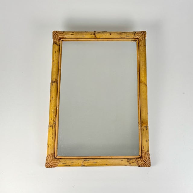 Mid-Century Modern Bamboo Mirror, Italy, 1960s For Sale - Image 6 of 6
