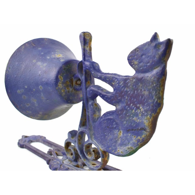 Mid 20th Century Mid-Century Cast Iron Wall Hanging Bell Sitting Cat Ornament For Sale - Image 5 of 8