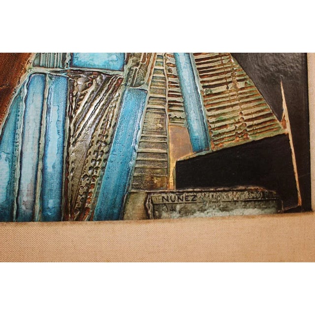 Mid Century modern abstract textured painting For Sale - Image 5 of 6