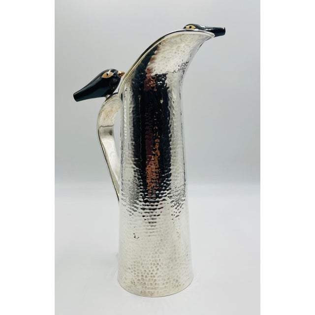 Metal 1980s Rare Emilia Castillo Silver-Plated Pitcher With Onyx & Jasper Birds For Sale - Image 7 of 18