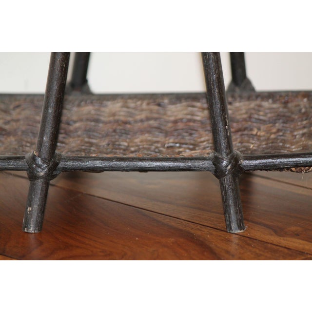 Coffee Vintage 2-Tier Boho Rattan and Bamboo Shelf For Sale - Image 8 of 10
